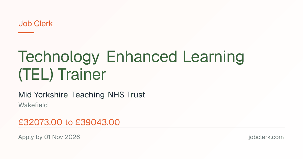 Technology Enhanced Learning… — MY team NHS Job — fixed term, 1 Nov