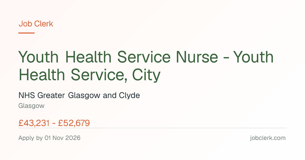Youth Health Service Nurse - Youth Health Service, City — NHS Job